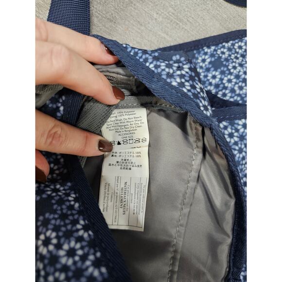 Eddie Bauer Navy Floral Purse/Carryall/Tablet/School Bag Long Adjustable Strap - Picture 5 of 8